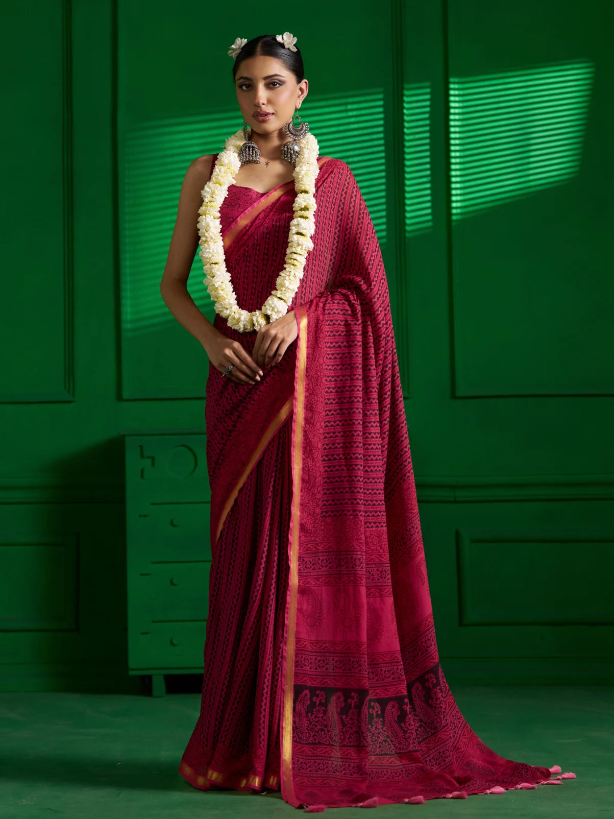 PINK DUSK BAGH PRINT SAREE