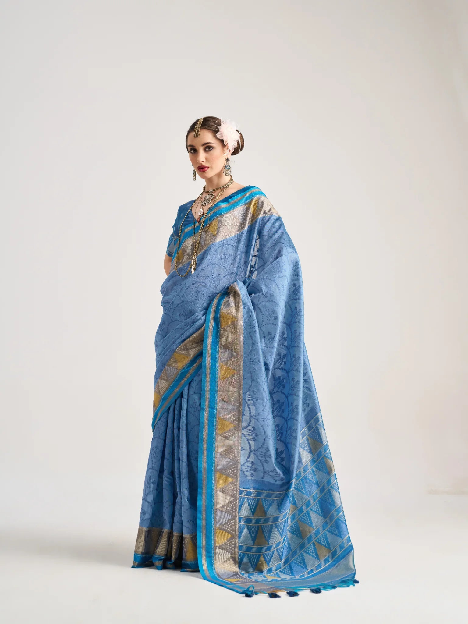 ART SILK TRIANGLE SAREE WITH BLOUSE