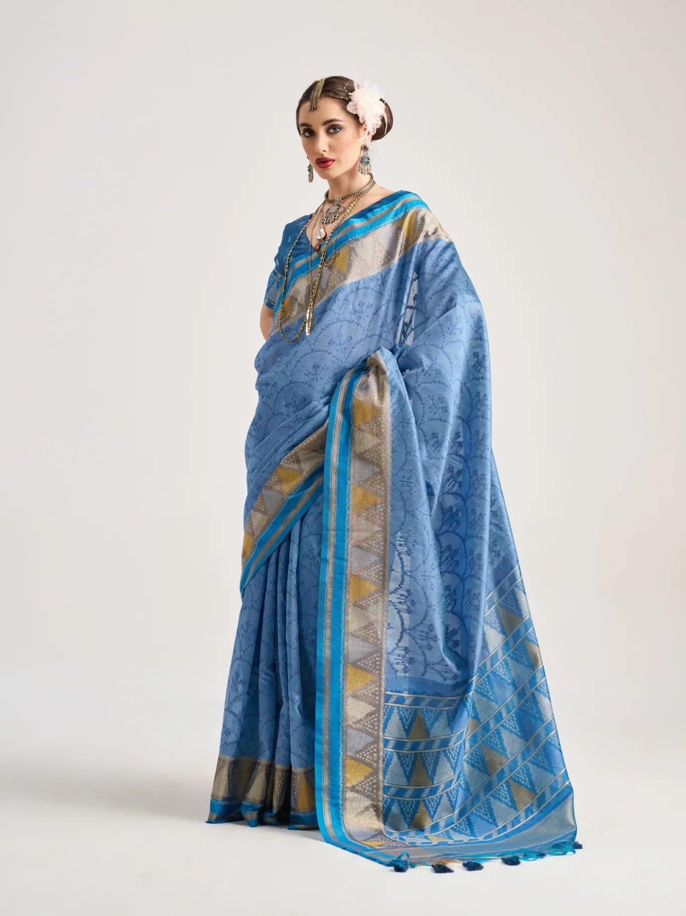 ART SILK TRIANGLE SAREE WITH BLOUSE