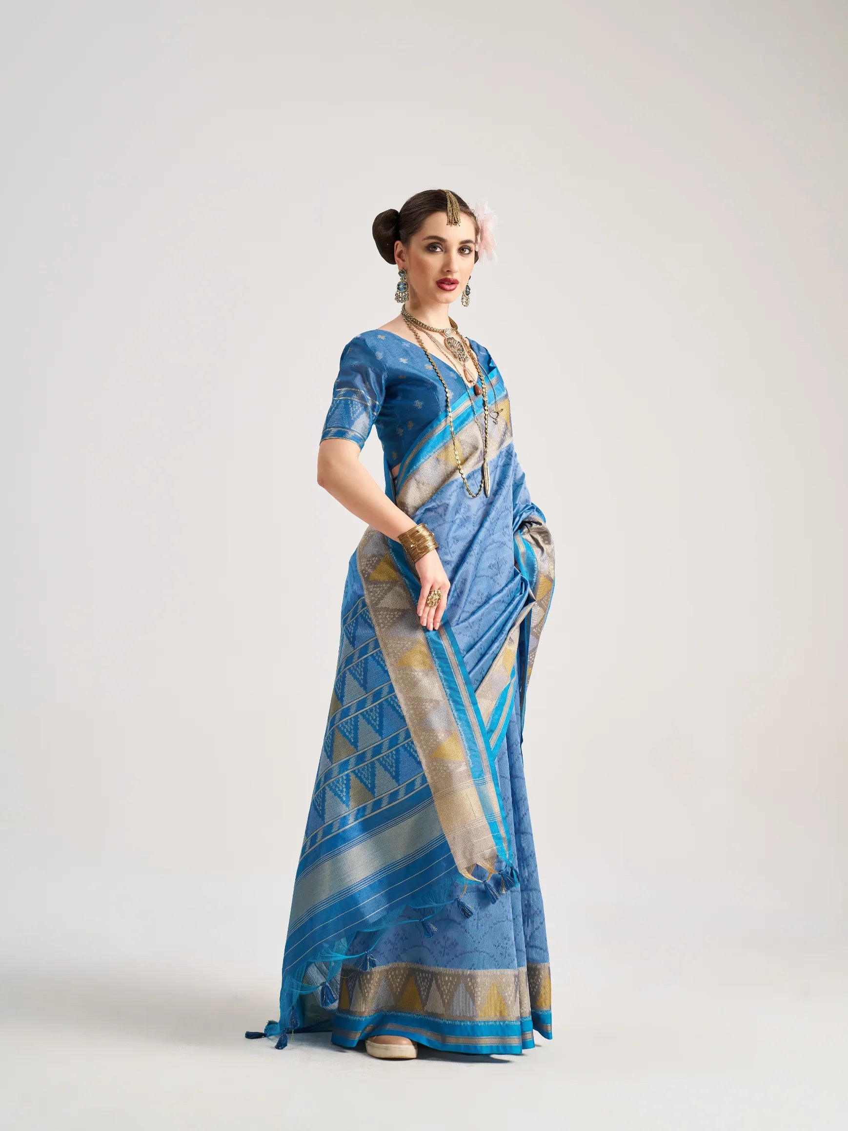 ART SILK TRIANGLE SAREE WITH BLOUSE