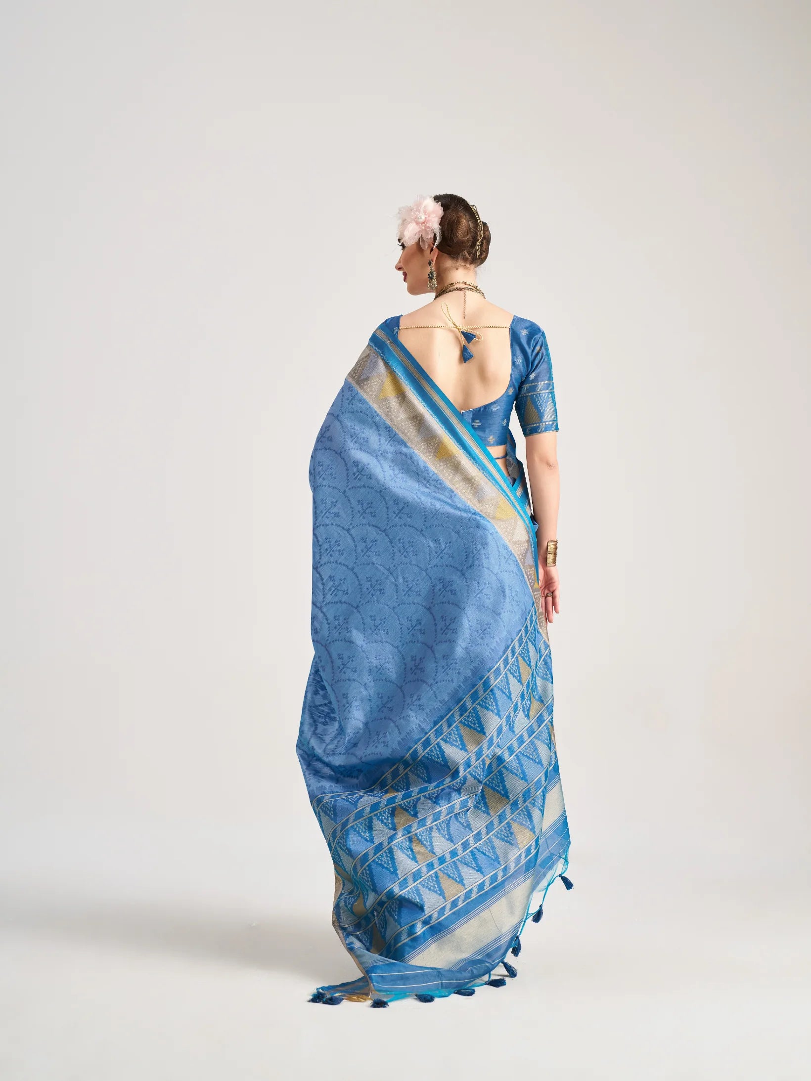 ART SILK TRIANGLE SAREE WITH BLOUSE