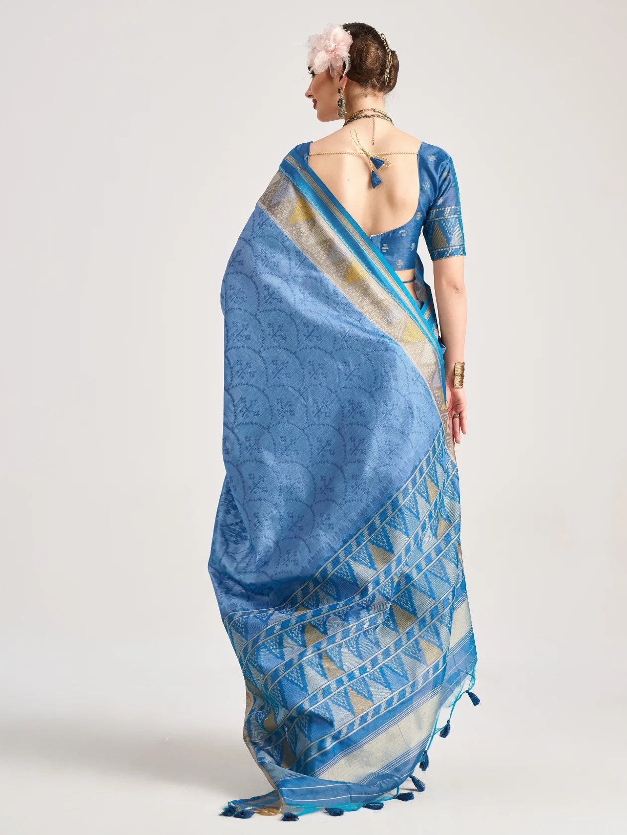 ART SILK TRIANGLE SAREE WITH BLOUSE