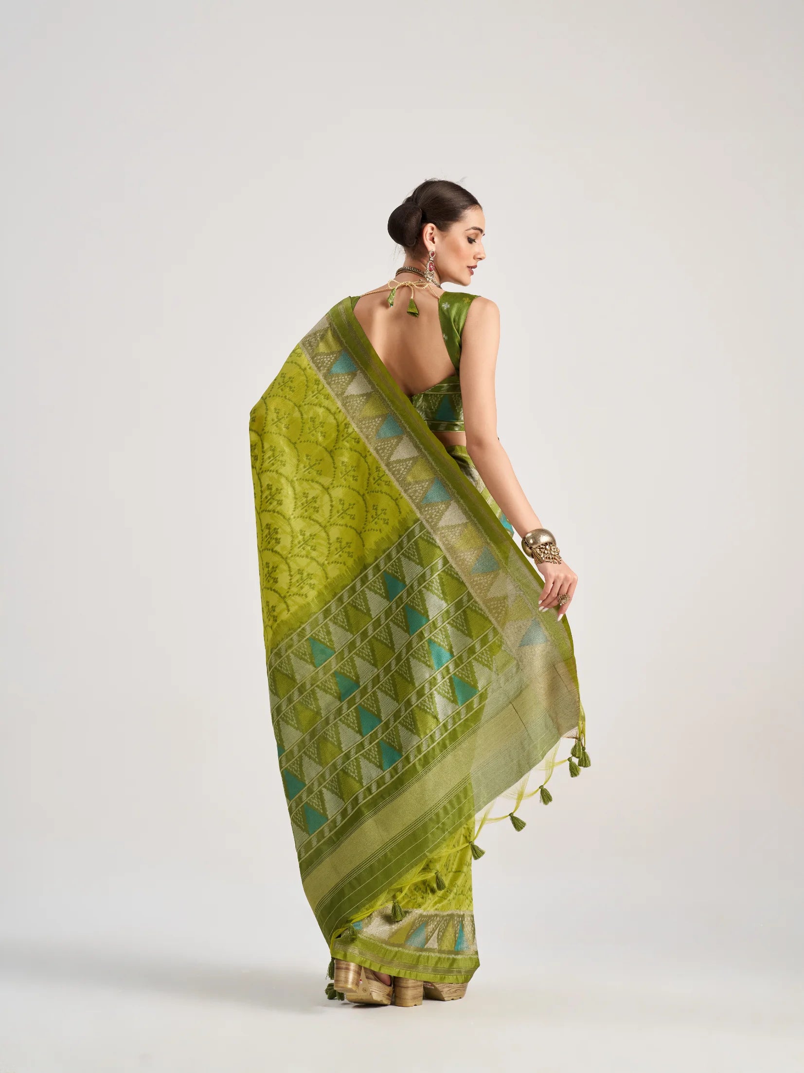 ART SILK TRIANGLE SAREE WITH BLOUSE