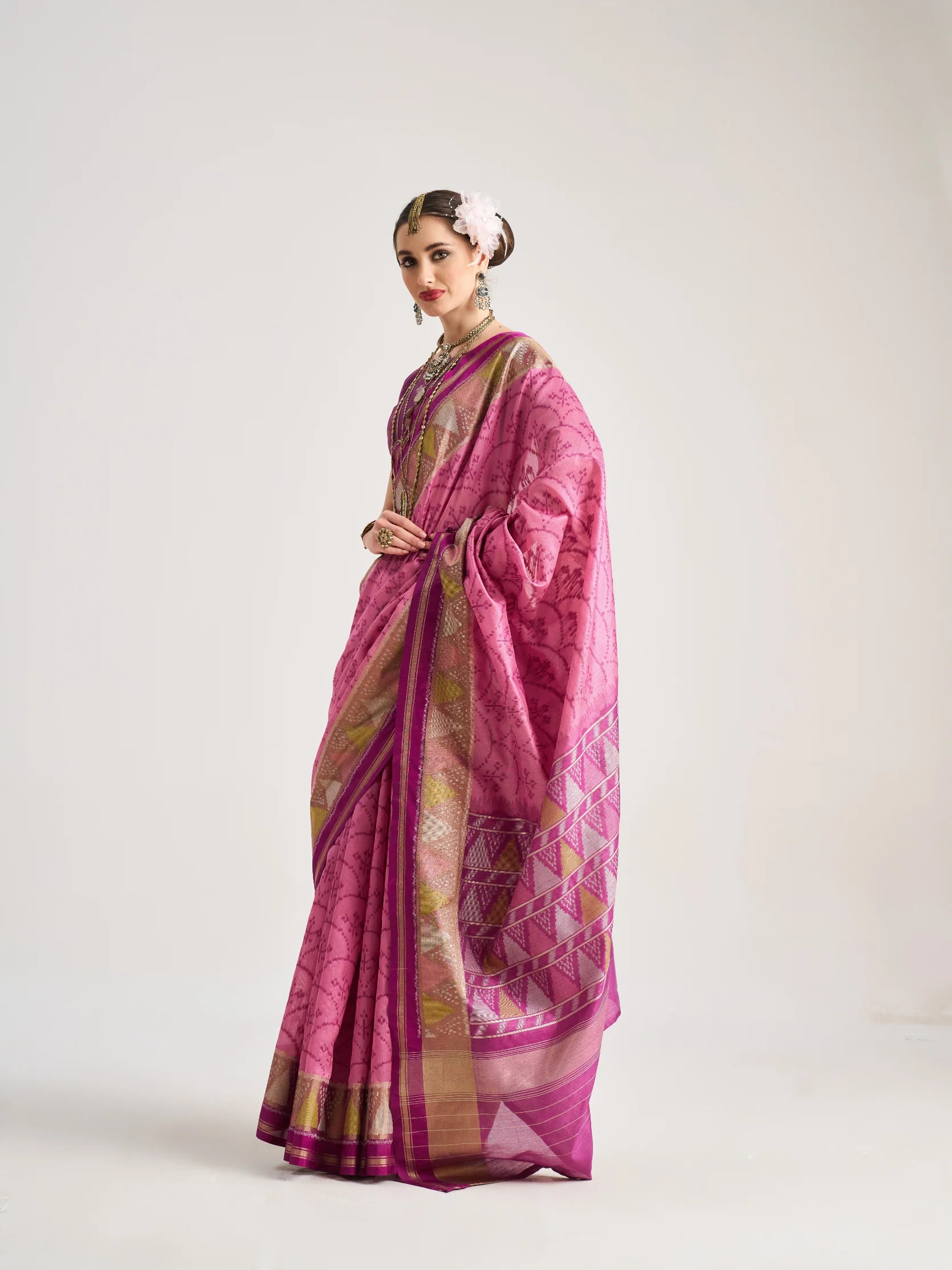 ART SILK TRIANGLE SAREE WITH BLOUSE