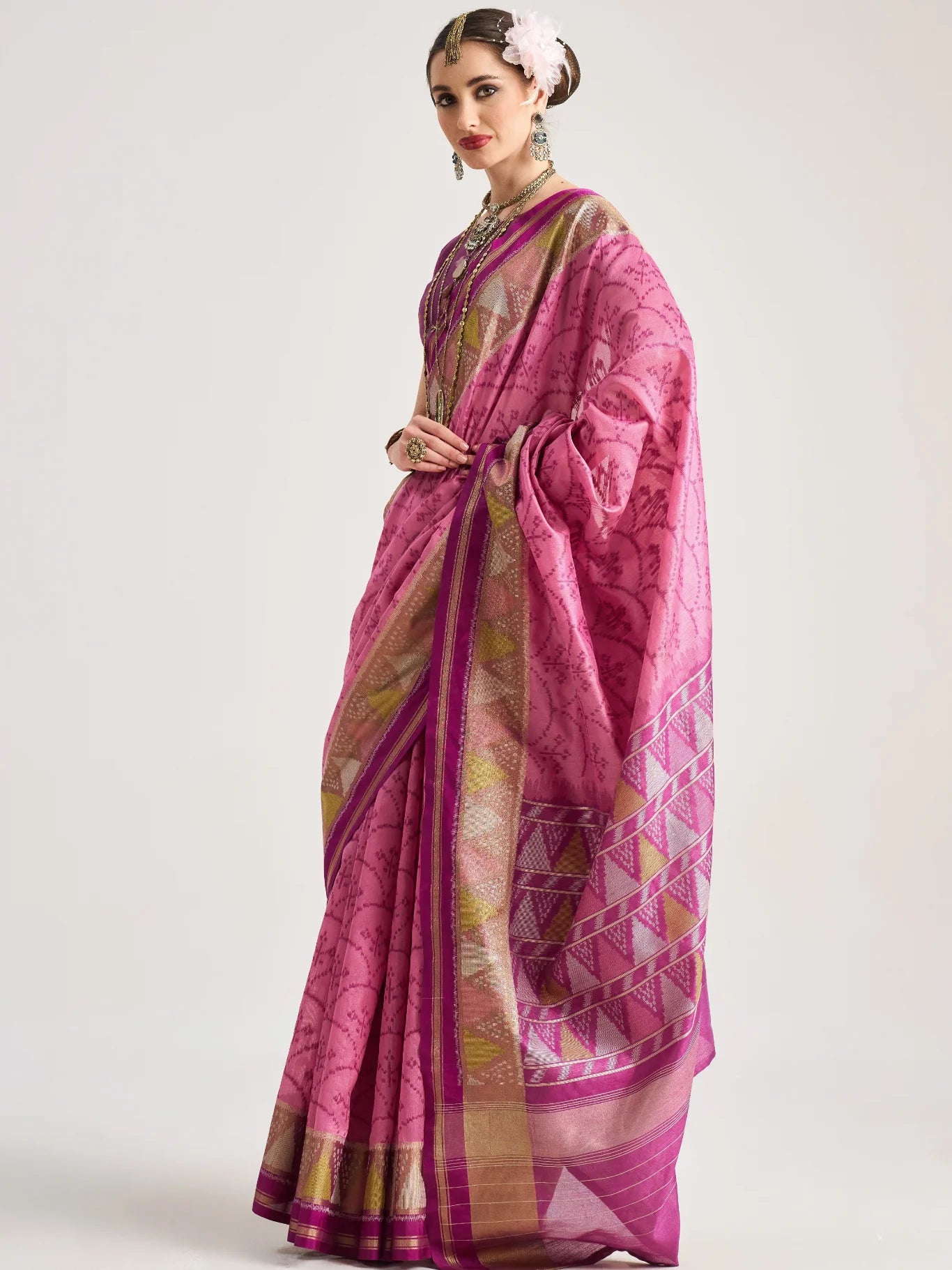 ART SILK TRIANGLE SAREE WITH BLOUSE