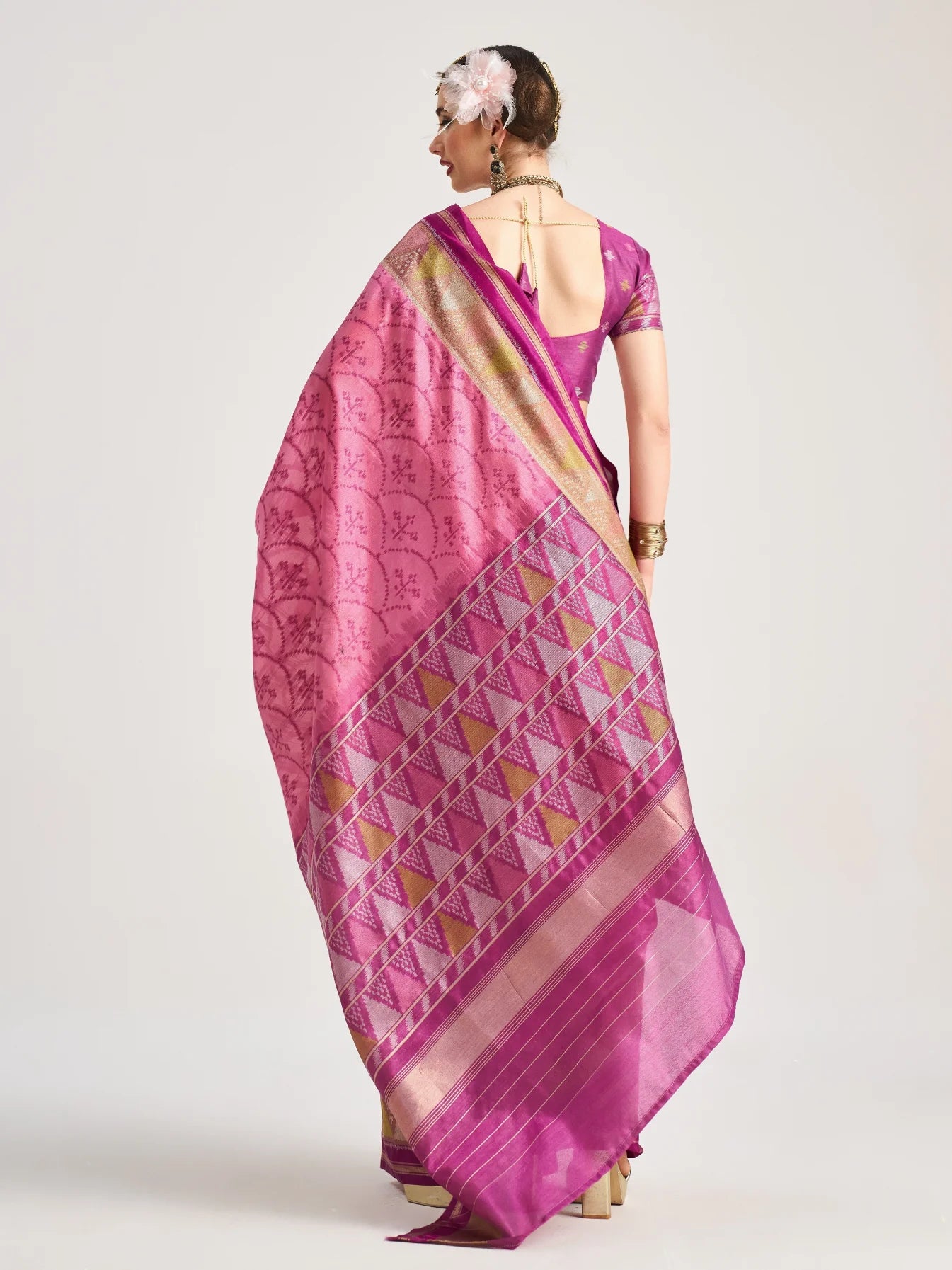 ART SILK TRIANGLE SAREE WITH BLOUSE