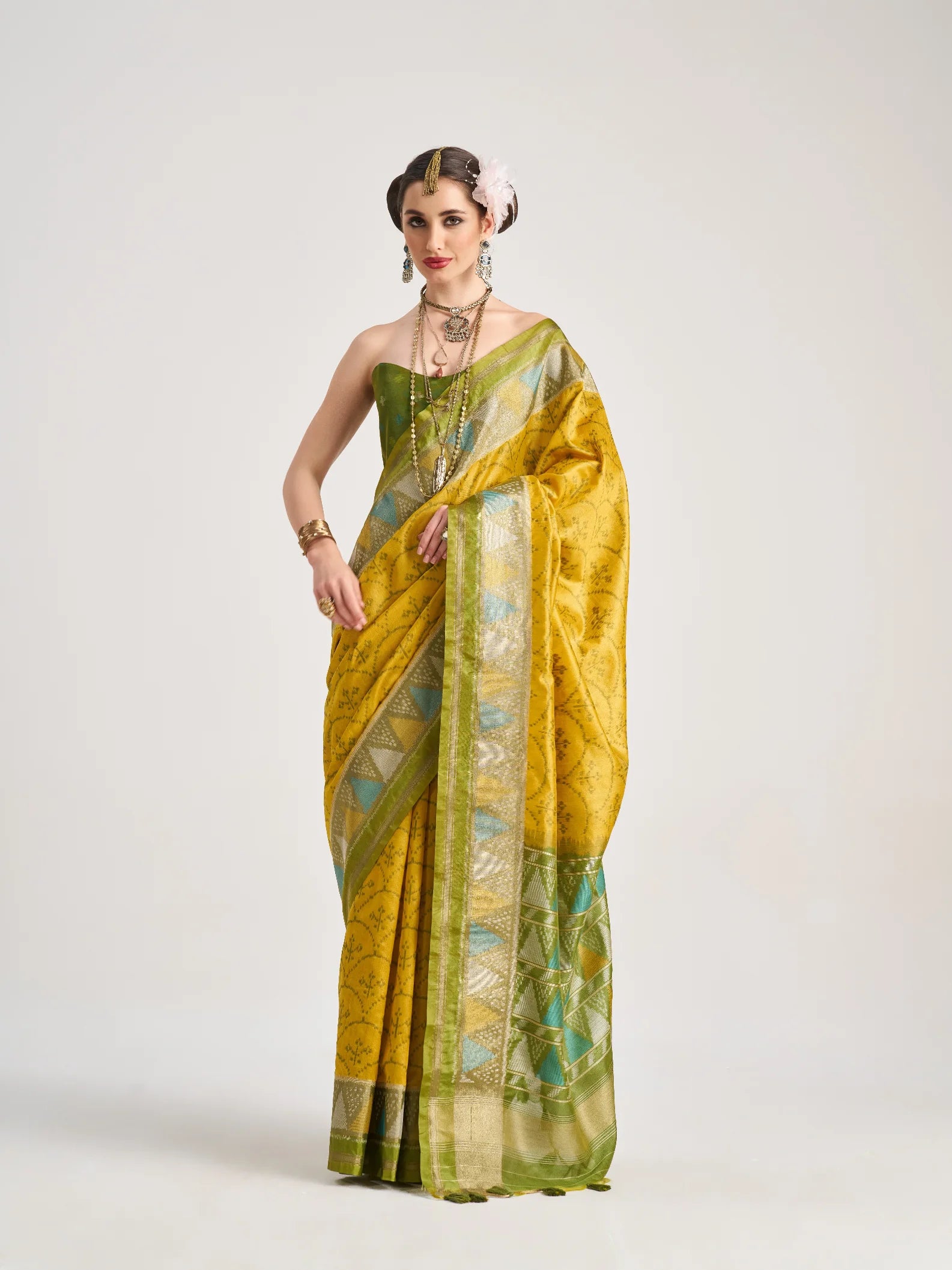 ART SILK TRIANGLE SAREE WITH BLOUSE