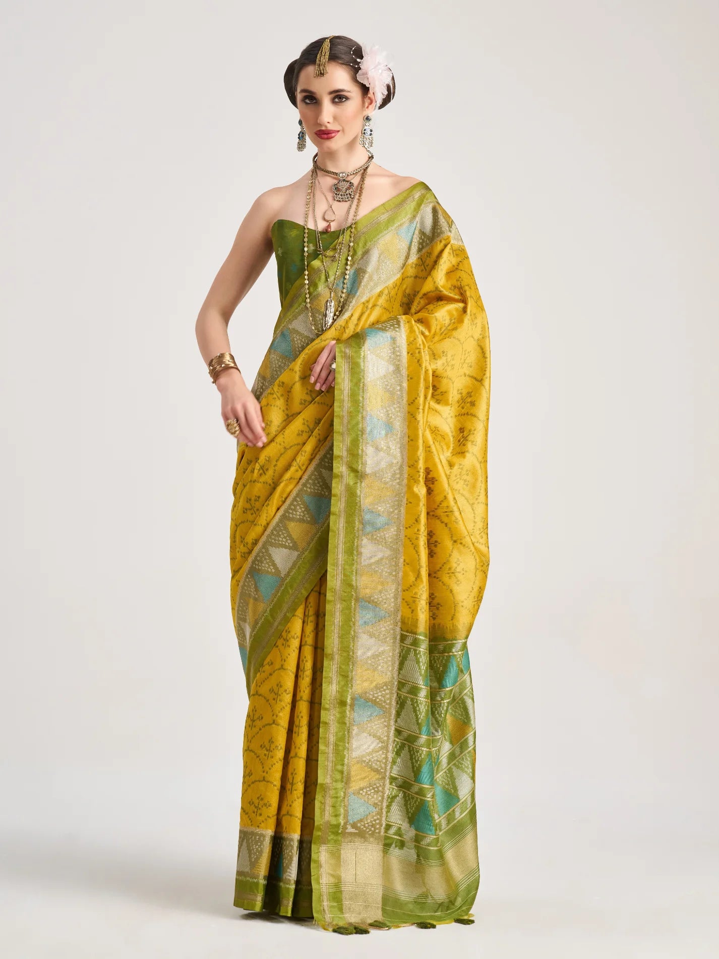 ART SILK TRIANGLE SAREE WITH BLOUSE