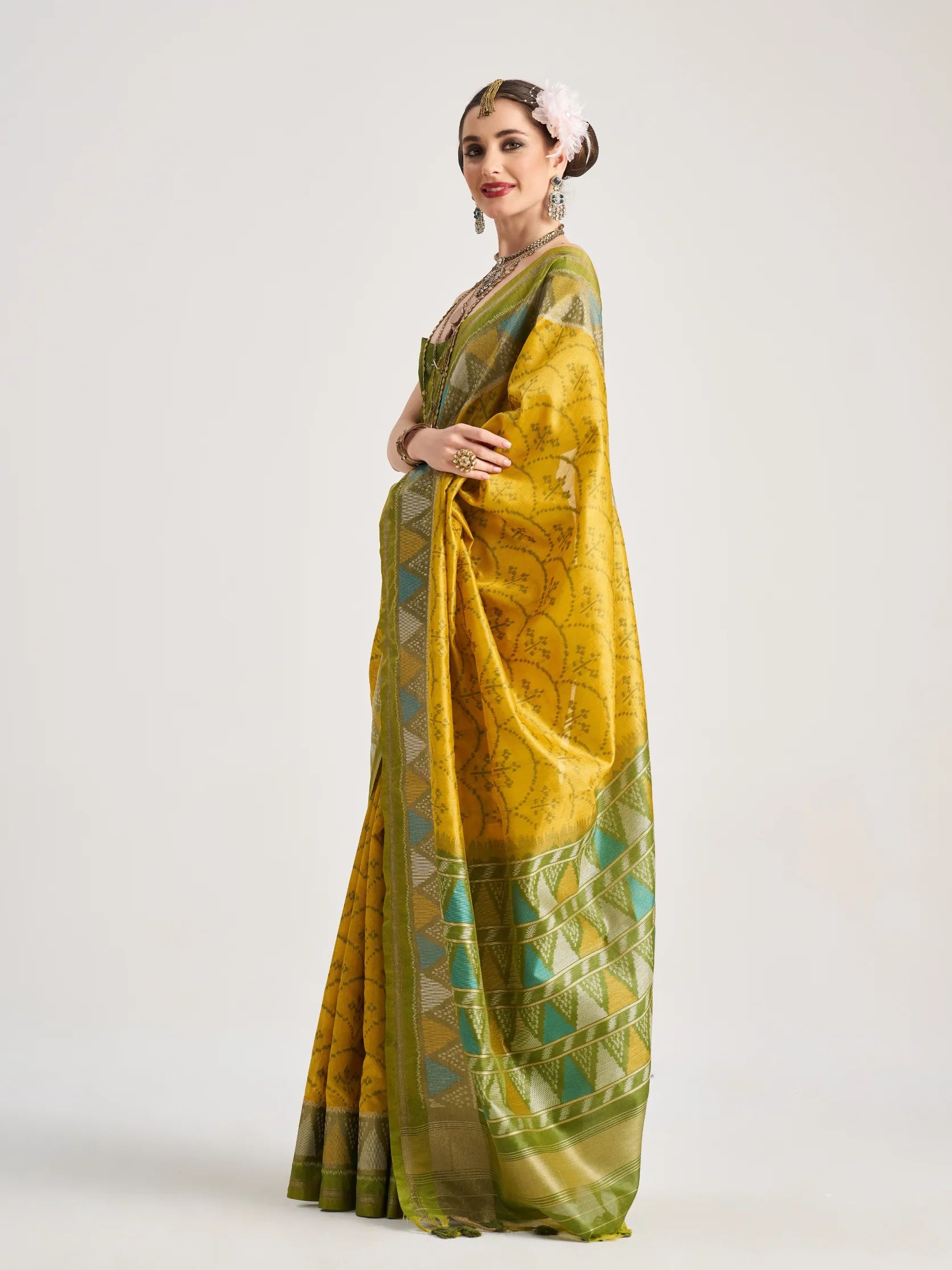 ART SILK TRIANGLE SAREE WITH BLOUSE