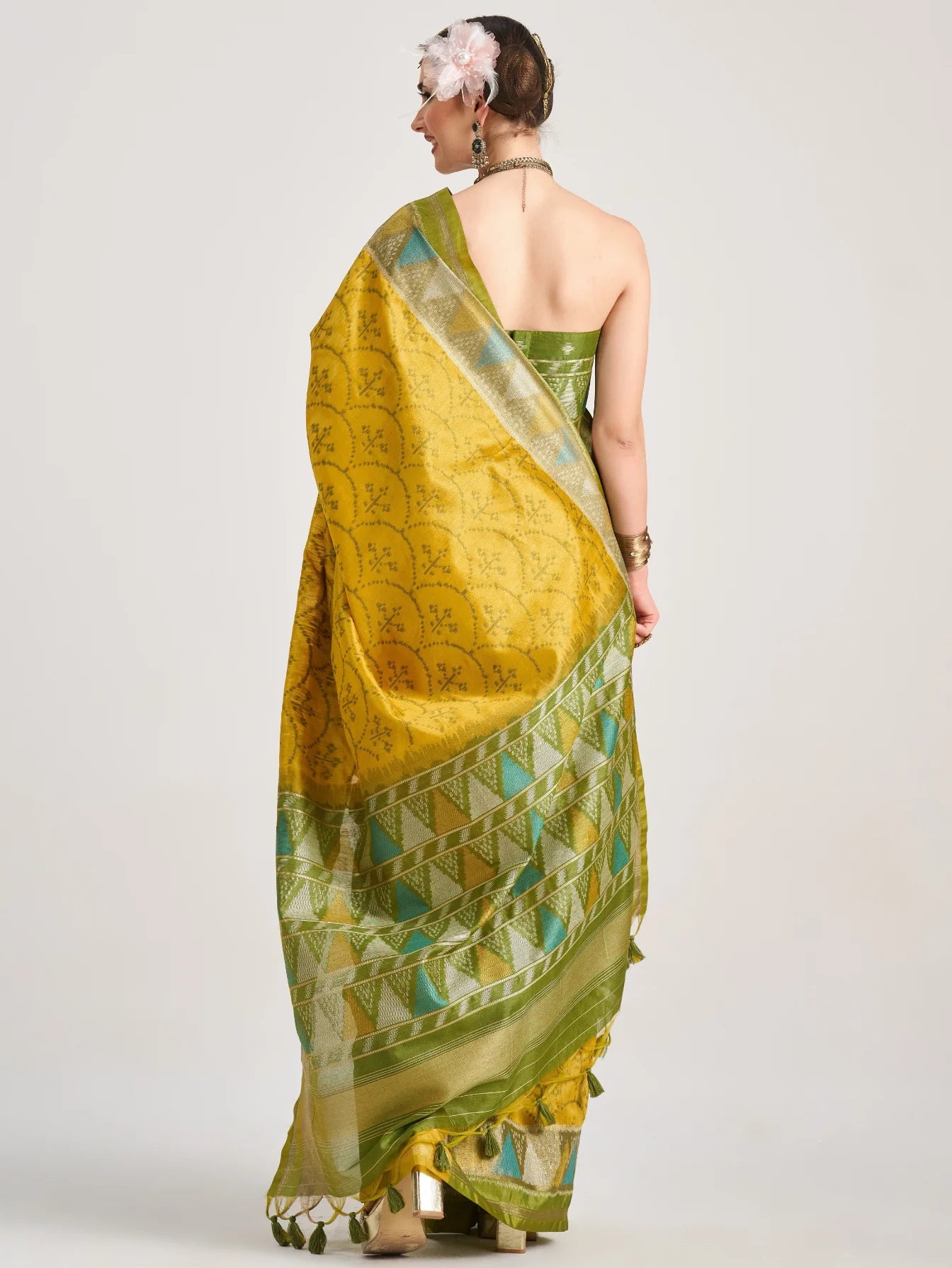 ART SILK TRIANGLE SAREE WITH BLOUSE