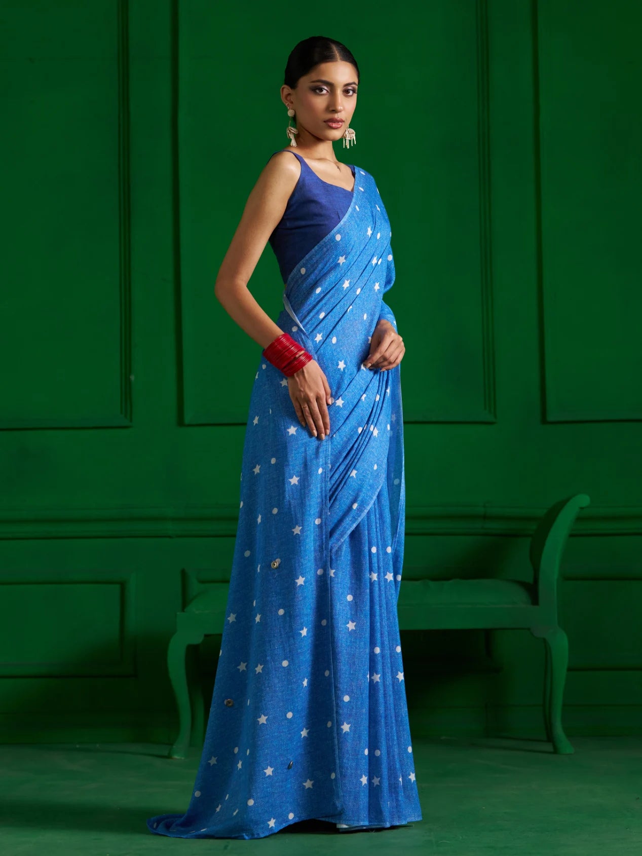 STUDS AND STARS DENIM SAREE