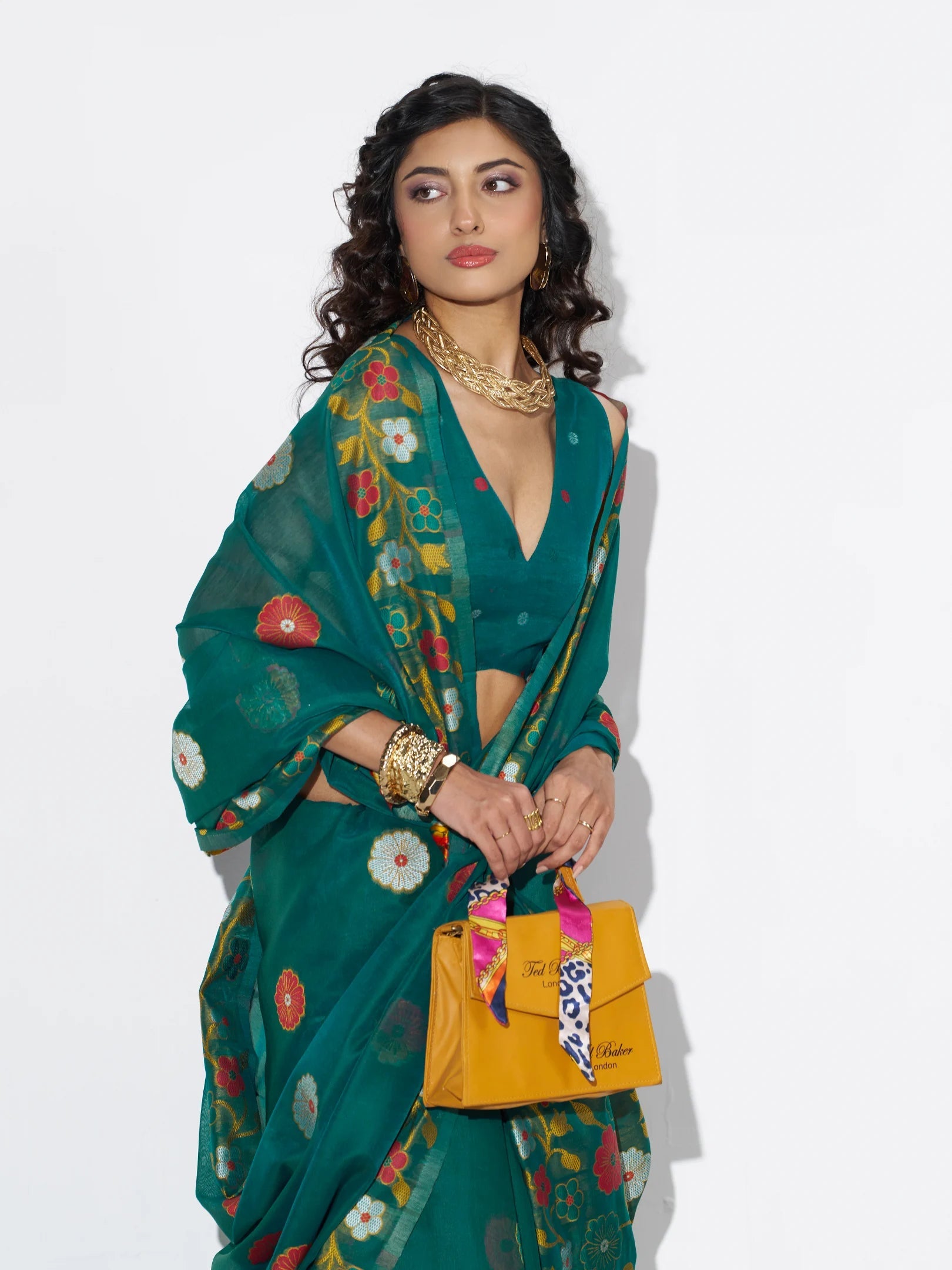 TEAL BLUE COTTON SILK GARDENIA SAREE