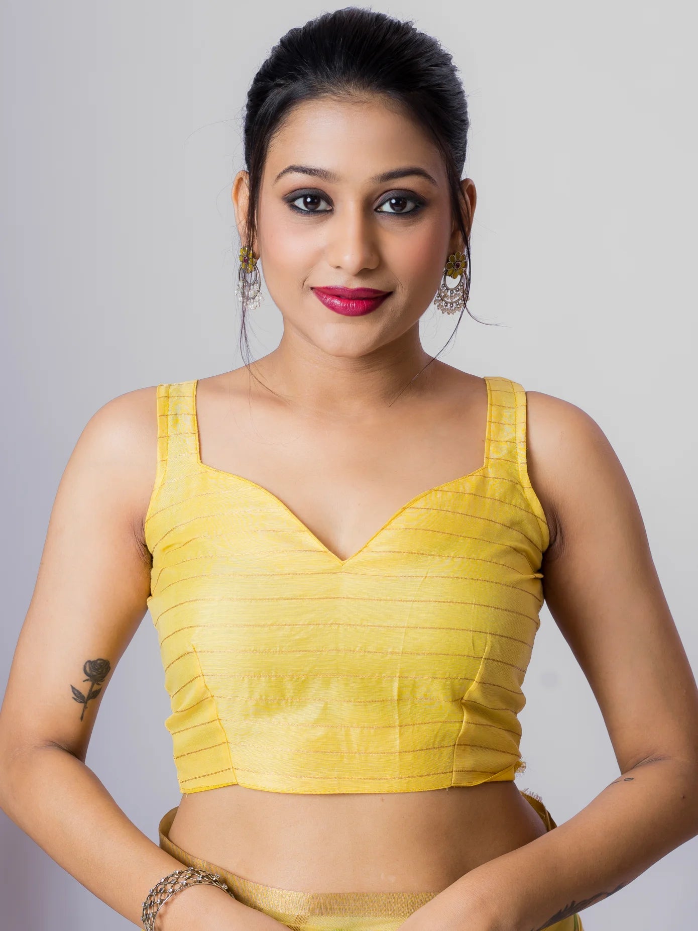YELLOW LEAF MOTIF COTTON SILK JAAL SAREE