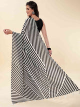 LIVA CREPE STRIPPED MONOCHROME SAREE WITH BLOUSE
