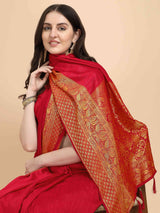 RED ART SILK SAREE WITH BLOUSE