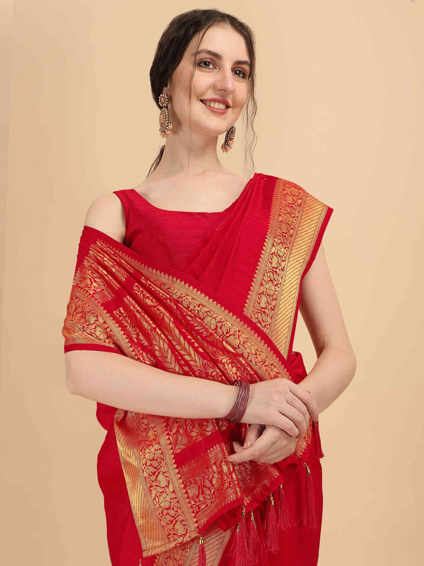 RED SUPREME SILK SAREE WITH BLOUSE