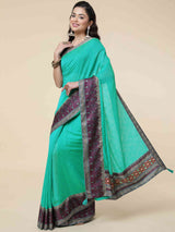 TURQUOISE CARNIVAL GEORGETTE SAREE WITH BLOUSE
