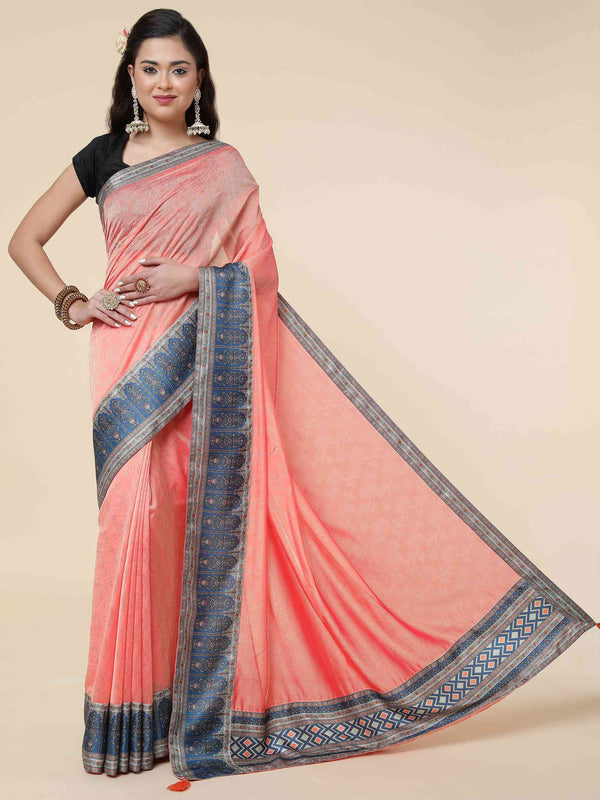PEACH CARNIVAL GEORGETTE SAREE WITH BLOUSE