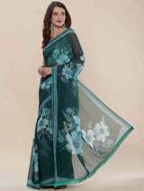 TURQUOISE FAUX GEORGETTE PRINTED SAREE