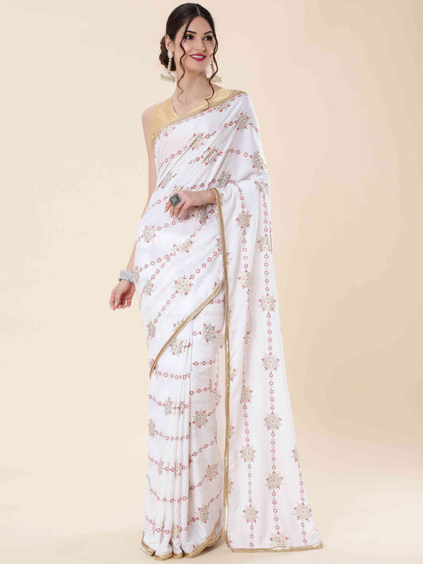 WHITE FOIL MODAL SILK SAREE