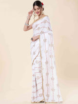 WHITE FOIL MODAL SILK SAREE