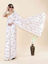 WHITE FOIL MODAL SILK SAREE