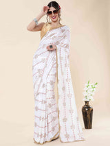 WHITE FOIL MODAL SILK SAREE