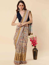 MUSTARD EVA SILK FUSION KALAMKARI SAREE