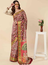 MAROON EVA SILK FUSION KALAMKARI SAREE