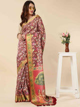 MAROON EVA SILK FUSION KALAMKARI SAREE